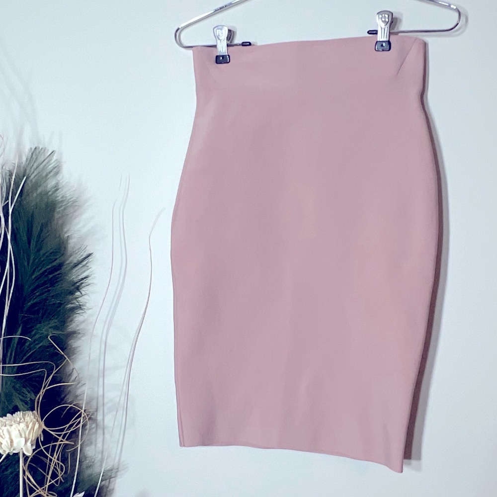 Pale Peach Bodycon Midi Skirt